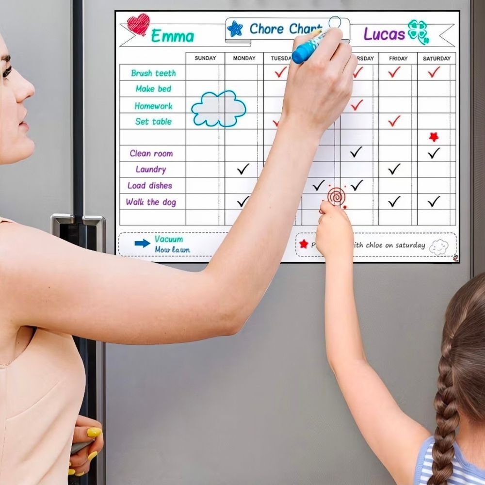 🔹️White Dry Erase Magnetic Chore Reward Schedule Chart